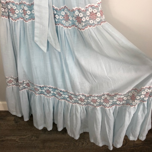 Vintage Gunne Sax Blue Boho Maxi Prairie Dress - Picture 14 of 16